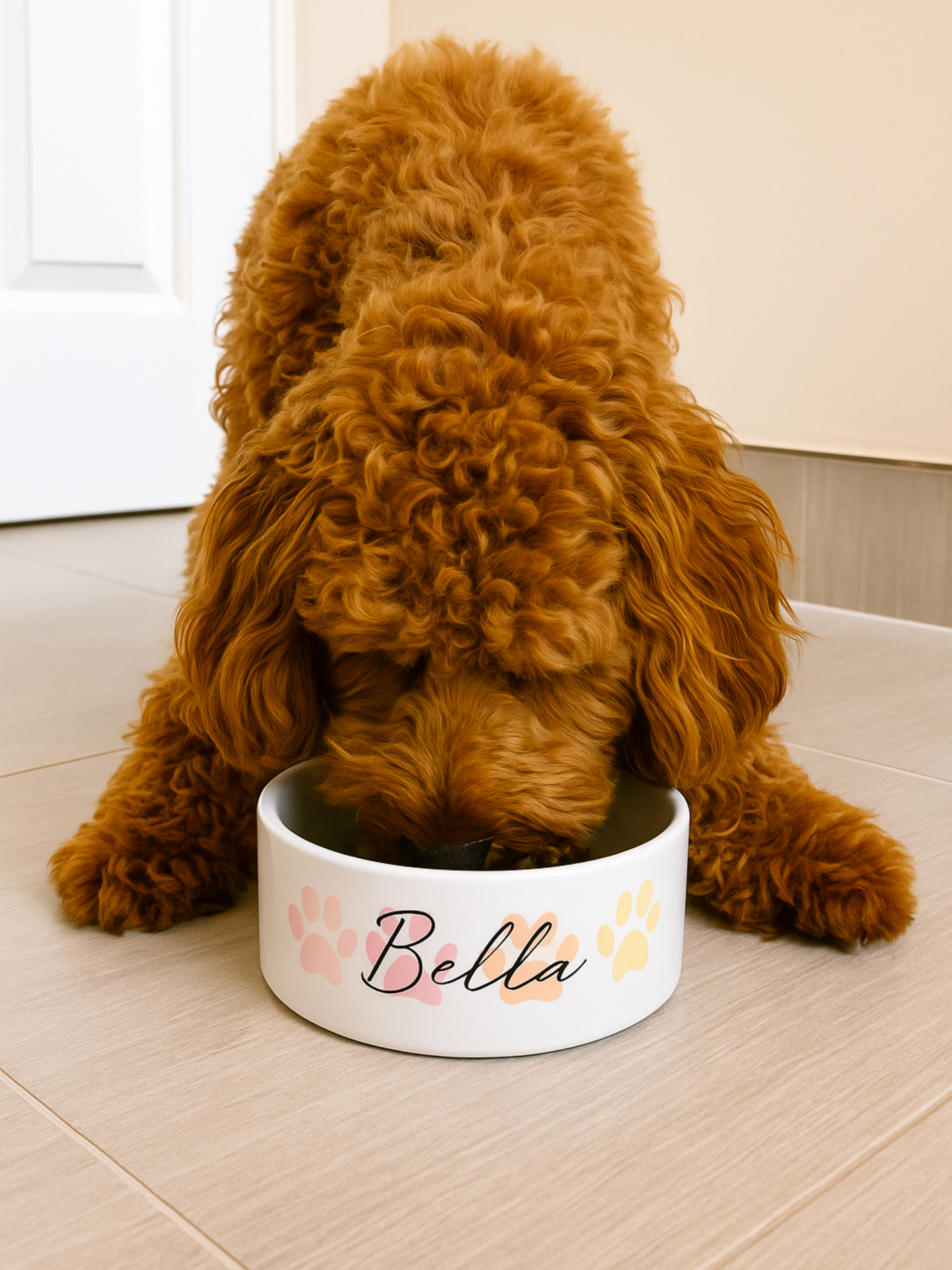 Pink Personalised Four Paws Bowl