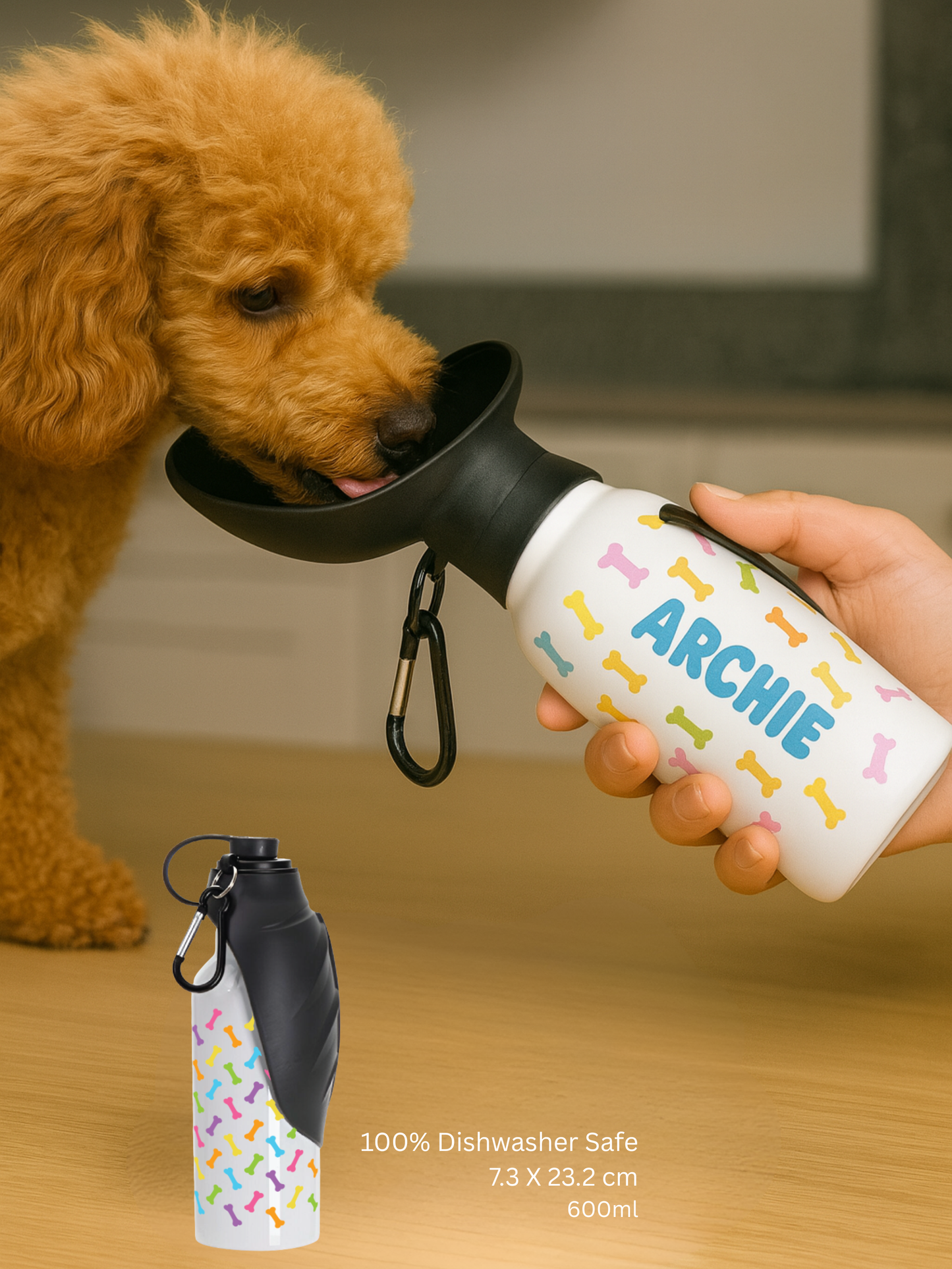 Multicolour Bones Dog Bottle