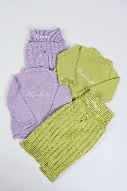 Personalised Classic Knitted Roll Neck Jumper - Lilac