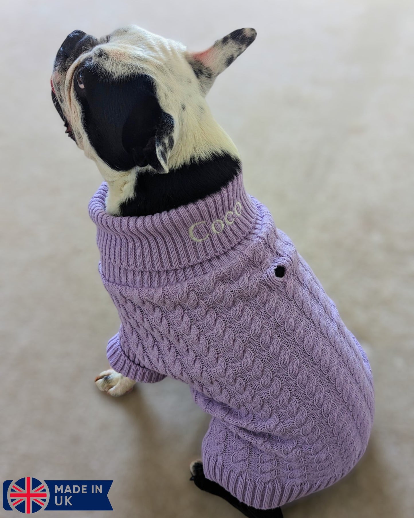 Personalised Classic Knitted Roll Neck Jumper - Lilac